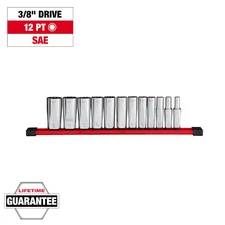 Milwaukee Tool 12pc 3/8 inch Drive 12-Point Deep Well SAE Socket Set