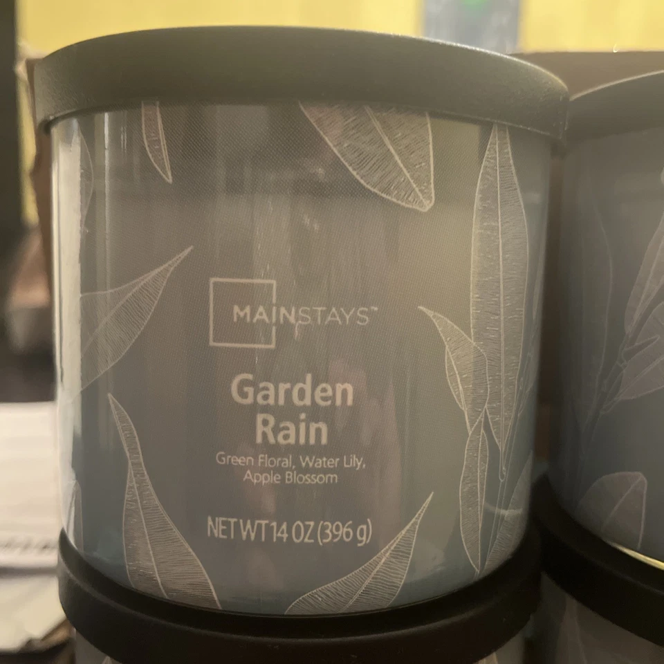  Garden Rain Qty 4 14 унций 3 фитиля ароматические свечи Mainstays новые - Изображение 4 из 4