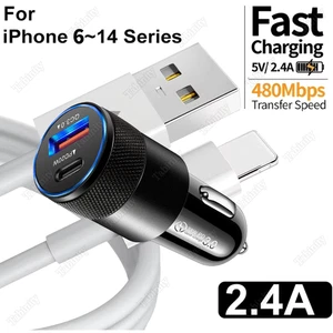 QC PD 38W Adaptateur de chargeur de voiture rapide USB Câble pour iPhone 14 13 12 11 Pro XS XR X