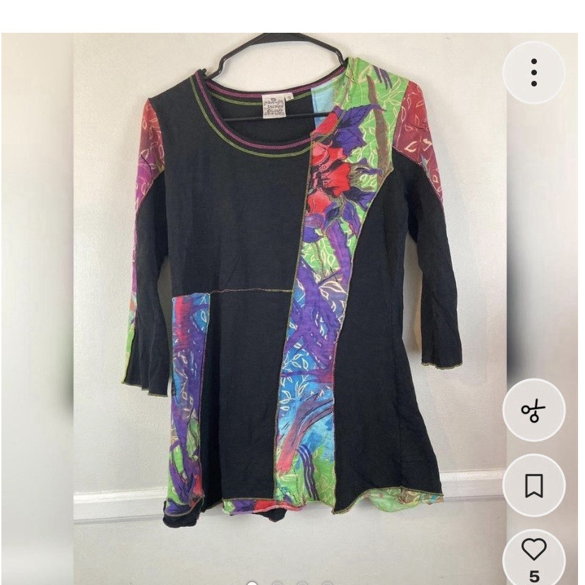 Parsley and Sage Colorblock Knit Tunic Round Neck 3/4 Sleeve Pullover Top Black…