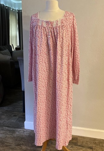 New $72 Eileen West ROSE FLORAL Pointelle Modal Long Sleeve Ballet Nightgown M