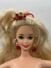 Vintage Barbie Nude Blonde Green Eyes Earrings Hair Bow Holiday For OOAK Redress