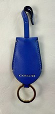COACH Peyton HIDDEN KEY RING in BLUE SAFFIANO Textured Leather Charm Hangtag FOB
