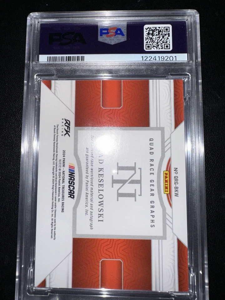 2024 National Treasures Brad Keselowski Quad Race Gear Graph Auto #/49 SP PSA 8 - Image 3 of 4