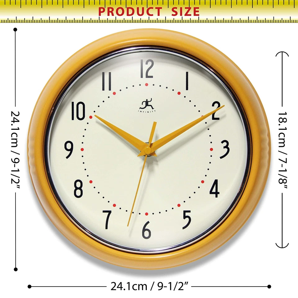 Infinity Instruments Retro 9 inch Silent Sweep Non-Ticking Mid Century Modern... - Image 4 of 4
