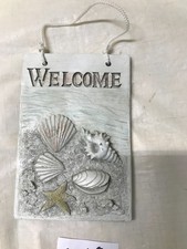 Welcome Sea Shells Sign Hanging Ocean Theme Door Sign Rectangle Nantucket -2018