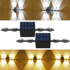 2PC Solar Deck Lights Outdoor Step Lights LED Fence Stair Lights for Garden Yard
