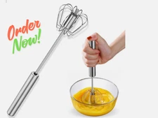 Stainless Steel Rotary Whisk Semi-Automatic Hand Mixer Egg Beater