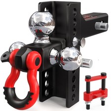 Adjustable Tri-ball Trailer Hitch For 2 Receiver 10000 Lbs Gtw 4.5