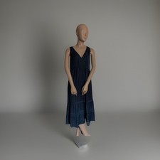 Loft Spotted Tiered Pocket V Neck Sleeveless Midi Dress US Womens 4,  New