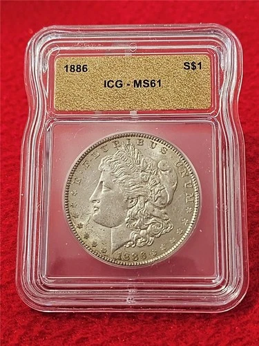 1886  MORGAN SILVER DOLLAR  ICG  MS 61                                   #T1740