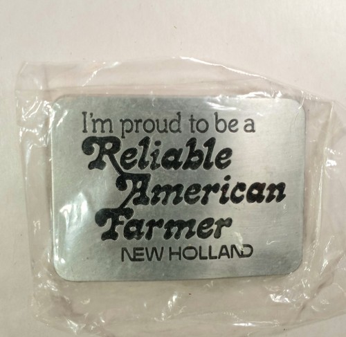 Vtg Big Belt Buckle 1982 I'm Proud To Be A Reliable American Farmer New Holland