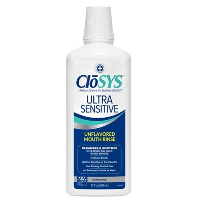 CloSYS Ultra Sensitive Mouthwash, 32 Oz, Alcohol 32 Fl Oz (Pack of 1), Clear