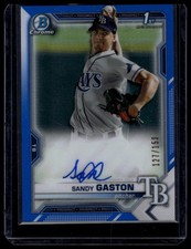 2021 Bowman #CPA-SG Sandy Gaston Chrome Prospect Autographs Blue Refractor #/150