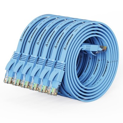 Cat 6 Ethernet Cable 3ft (6 Pack) (at a Cat5e Price but Higher 3ft, Blue-Flat 