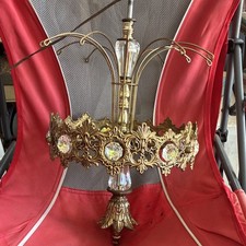 Vintage Hollywood Regency 10-Light Brass & Crystal Chandelier 24" x 20" — listing 3