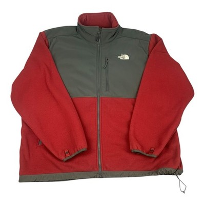The North Face Denali Full Zip Fleece Jacket Red Maroon Gray Polartec, Men s XXL