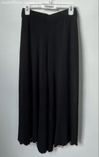 Zara Womens Black Flat Front Pull-On Wide Leg Cropped Pants Size Medium