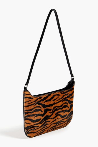 RRP€620 REJINA PYO Cassie Calf Hair Shoulder Bag Zebra Print Zip Closure - Picture 2 of 6