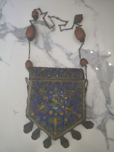 antique Curan Enemel Box Silver Amber Hight Quality Islamic Art