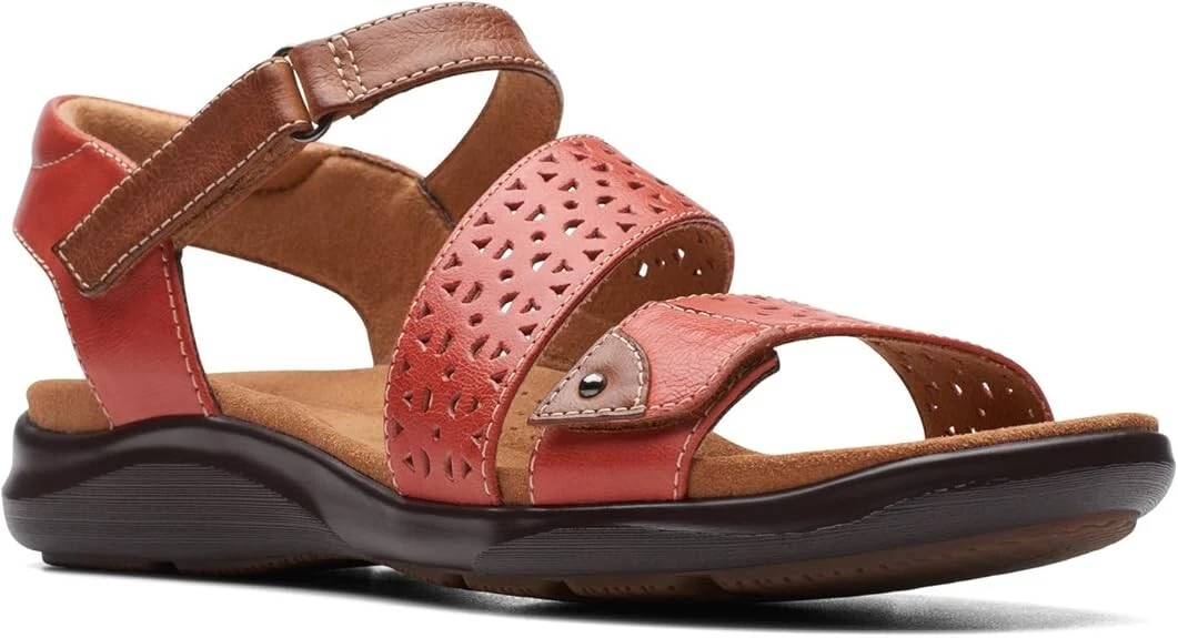 Sandali donna Clarks Kitly Way pelle granata larghi 8