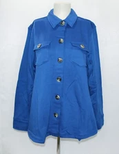 BLAIR Better Than Basic Button Sweatshirt, Size M, True Blue, NEW!!