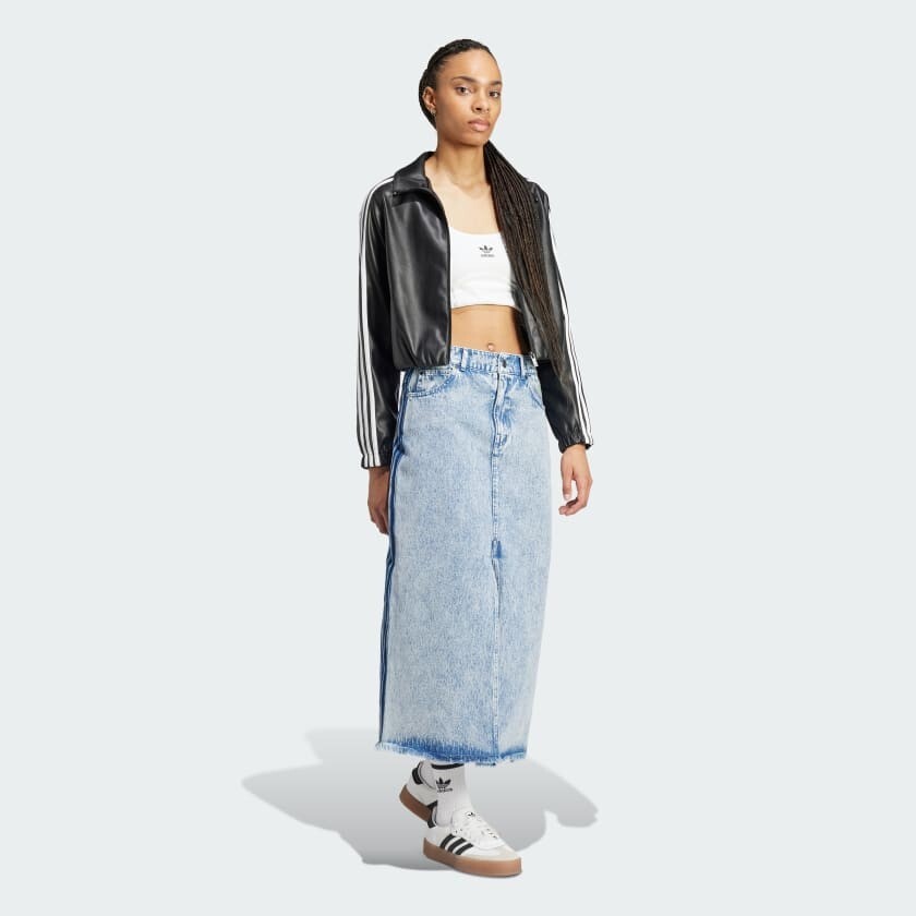 アンアンです。 Adidas KSENIASCHNAIDER Denim Maxi Skirt Womens Blue IW5665