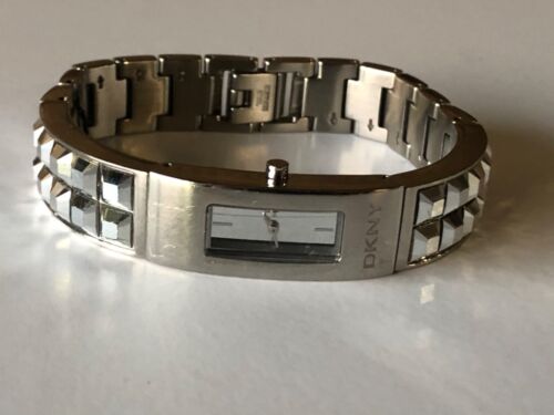 DKNY NY2227 Beekman Silver Dial Stud 33mm Crystals Women's Steel Bangle Watch