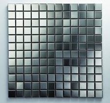 Edelstahl Mosaik Fliese Silber, Schwarz - Metall - Alu  gebürstet matt - 0,9 qm