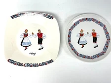 Bergquist Figgjo China Norway Hardanger Dancers Square and Round Plates