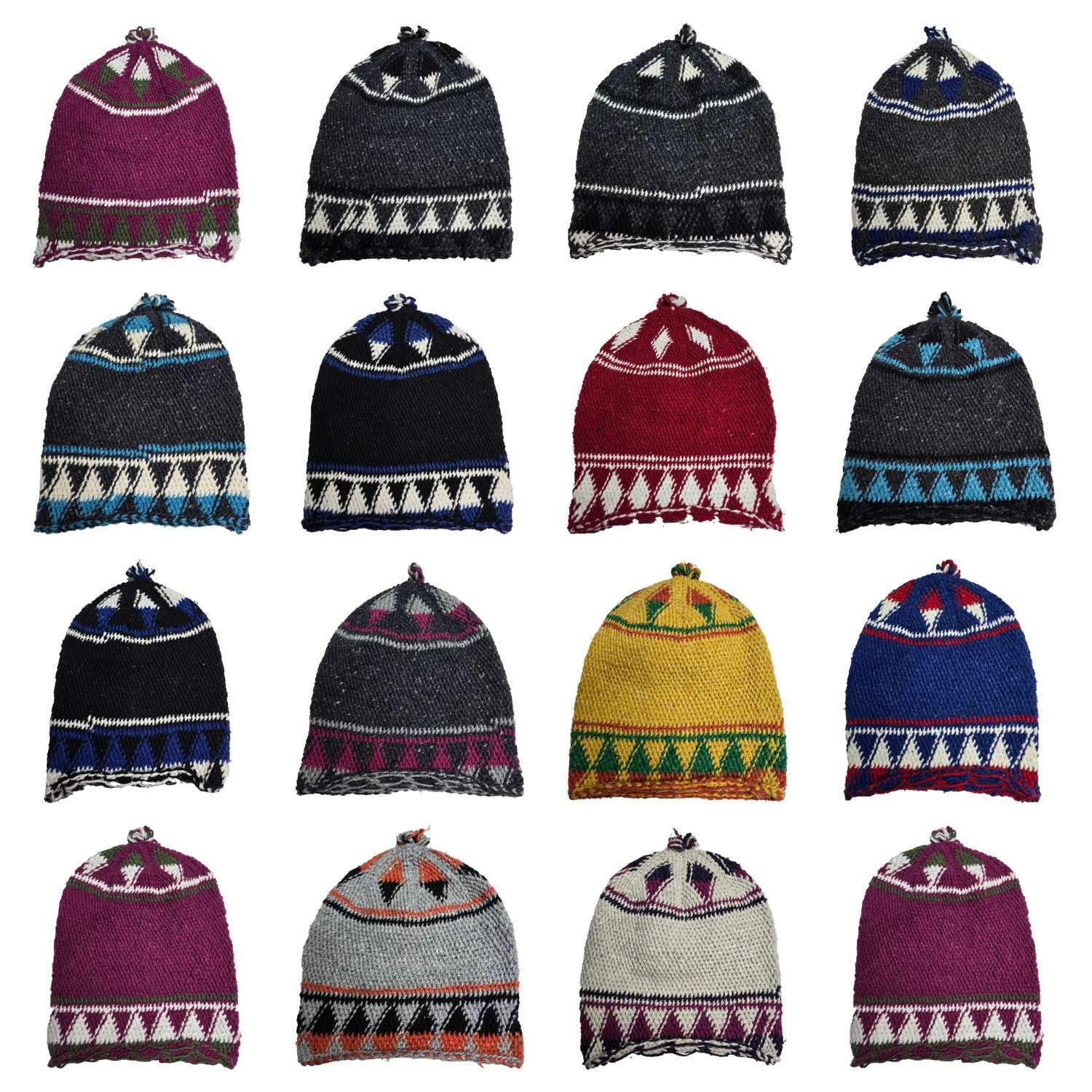 Unisex Winter Multicoloured Beanie Moroccan100% Hand Knitted Wool Hats