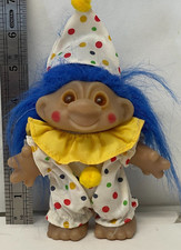 Vintage Troll DAM 1986 Birthday Clown 5.5" Blue hair
