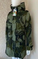 Desigual Heart Camo Hooded Parka Coat With Detachable Lining Size Uk 12 Bnwt