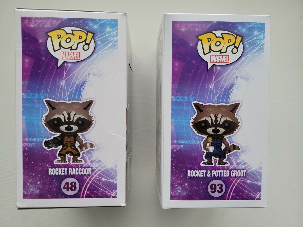 Funko Pop! MARVEL ROCKET RACCOON bundle SDCC Rocket & potted Groot 