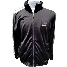 PUMA Vintage Retro Warm Up Track Jacket Mens sz Large 2 Tone Black White