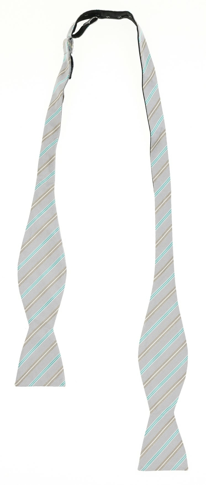 Ben Sherman Mens Gray Striped Silk Blend Textured Bow Tie 140194 6490₽