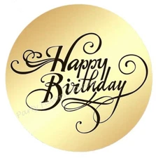 HAPPY BIRTHDAY GOLD FOIL ENVELOPE SEALS LABELS STICKERS PARTY FAVORS