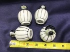 4 IRICE hand painted PORCELAIN SALT + PEPPER SHAKERS vintage SILVER & WHITE — photo 3