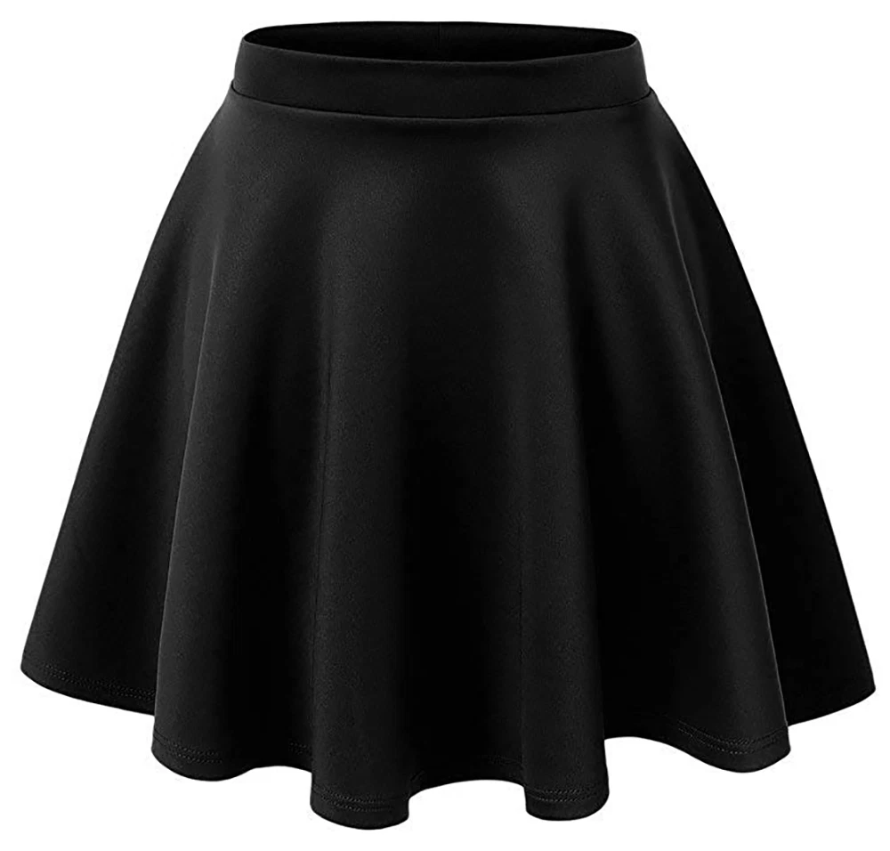 Kids Girls Plain Flared High Waisted Stretch Skater Stretch Jersey