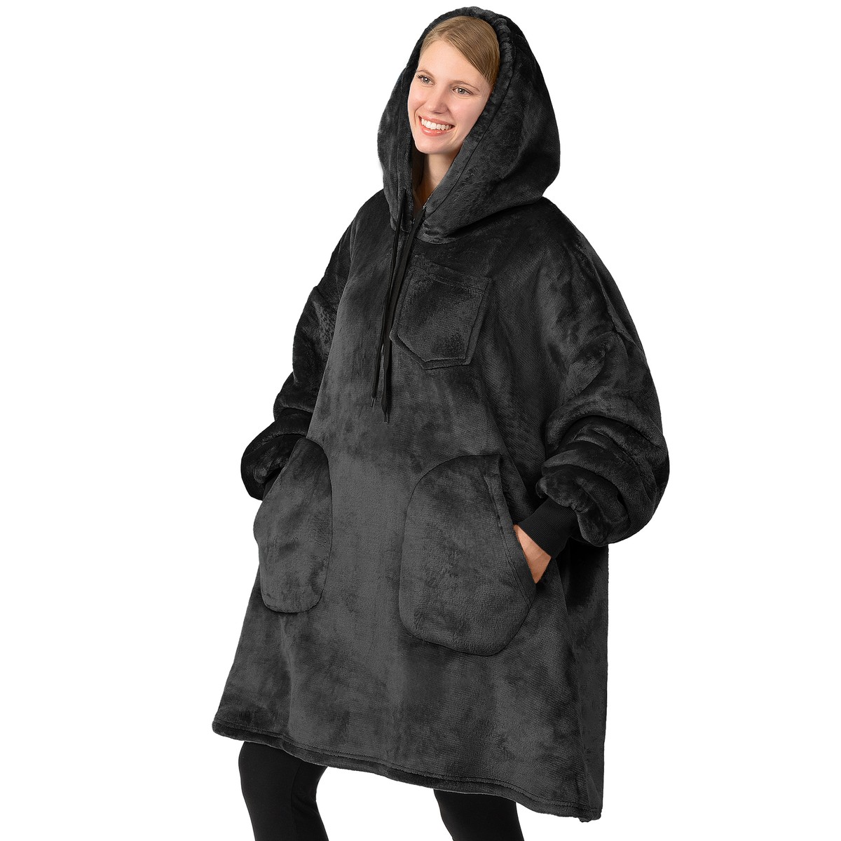 Blanket Sweatshirt Sherpa Lining Plush Soft Comfy Fleece Oversized Hoodie  Pocket