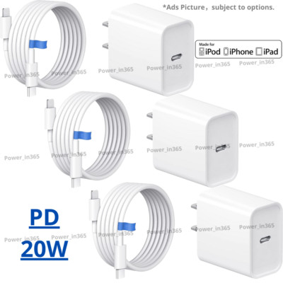 20W USB Type C Fast Charger For iPhone 14/13/12/11 8 iPad PD Power Adapter Cable