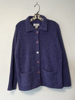KNITWORKS BY MARISA CHRISTINA Purple Knit Button Up Cardigan Sweater Size Large