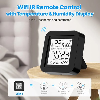 Tuya WiFi IR Remote Control with Temperature Humidity Display,Universal Infrared