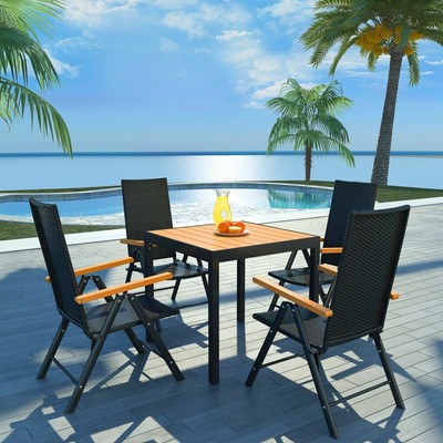 vidaXL Gartenmöbel 5-tlg. Poly Rattan WPC Gartenset ...
