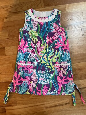 lilly pulitzer pink and blue dress Lilly Pulitzer Blue/ Pink Print 100% Linen Sleeveless Shift Dress 4 main image 1