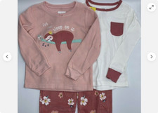 Carters GIRLS 3-Piece Sleep Set Sloth Long Sleeve Pajamas Flowers PINKS 5 NWT
