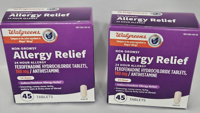 Walgreens Allergy Relief Non Drowsy 180mg 45 Tablets 2 packs total 90 New 8/25