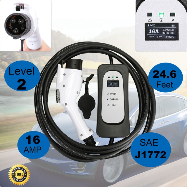 PortableEVSE Electric Vehicle Charger EV Level 2 NEMA620 220V 16A SAE