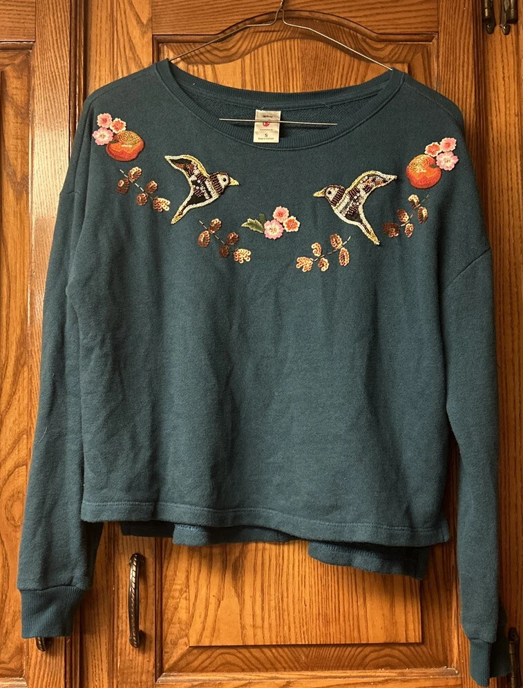 Disney Lauren Conrad Women's Sweater Small Blue Sequin Beaded Snow White  Crop | eBay