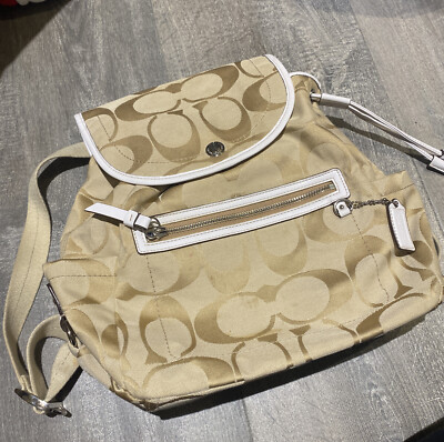 COACH 16556 SIGNATURE KYRA DAISY KHAKI JACQUARD BACKPACK BAG